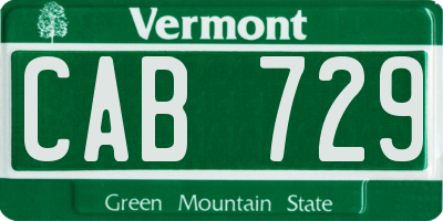 VT license plate CAB729