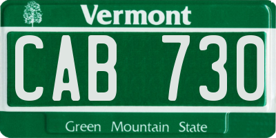 VT license plate CAB730