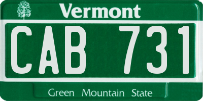 VT license plate CAB731