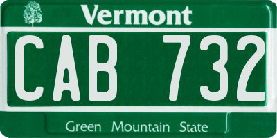 VT license plate CAB732