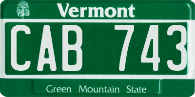 VT license plate CAB743