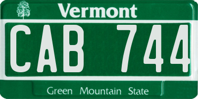 VT license plate CAB744