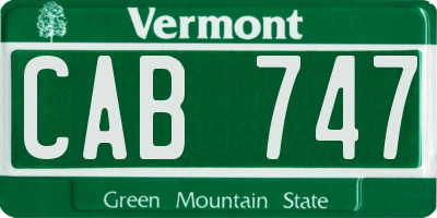 VT license plate CAB747