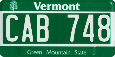 VT license plate CAB748