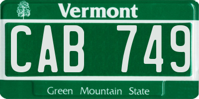 VT license plate CAB749