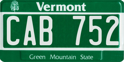 VT license plate CAB752