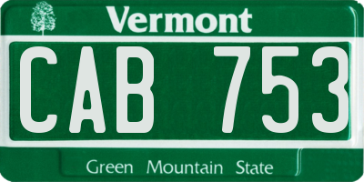 VT license plate CAB753