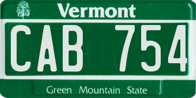 VT license plate CAB754