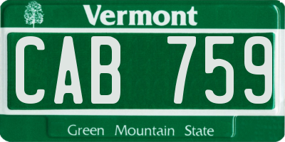 VT license plate CAB759