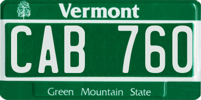 VT license plate CAB760