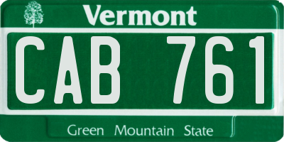 VT license plate CAB761