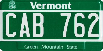 VT license plate CAB762