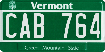 VT license plate CAB764