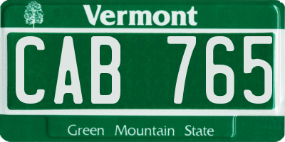 VT license plate CAB765