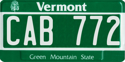 VT license plate CAB772