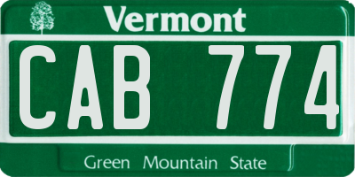 VT license plate CAB774