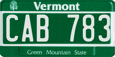 VT license plate CAB783