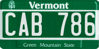 VT license plate CAB786