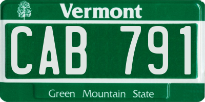 VT license plate CAB791