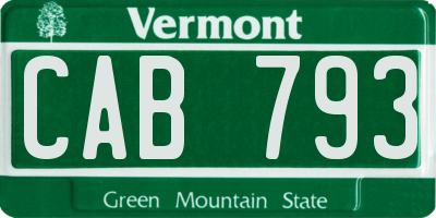 VT license plate CAB793