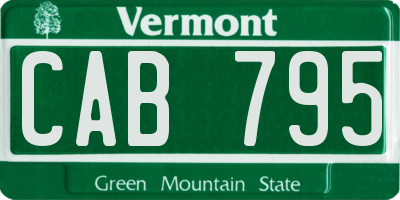 VT license plate CAB795