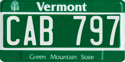 VT license plate CAB797