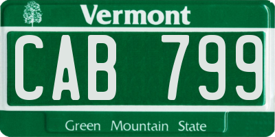 VT license plate CAB799