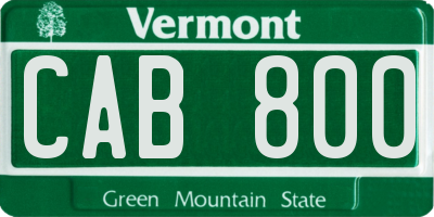 VT license plate CAB800