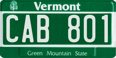 VT license plate CAB801