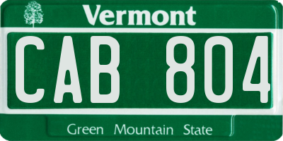 VT license plate CAB804
