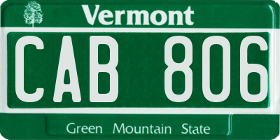 VT license plate CAB806