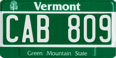 VT license plate CAB809