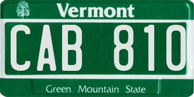 VT license plate CAB810