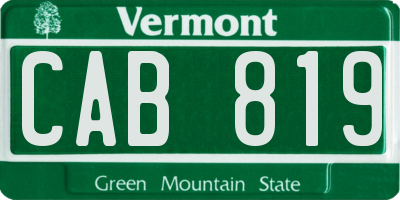 VT license plate CAB819