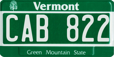 VT license plate CAB822
