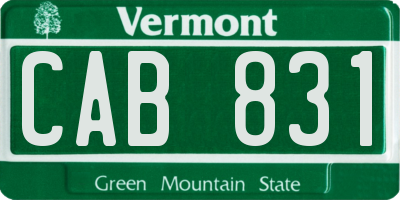 VT license plate CAB831