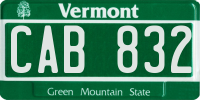 VT license plate CAB832