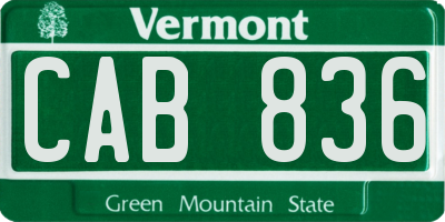 VT license plate CAB836