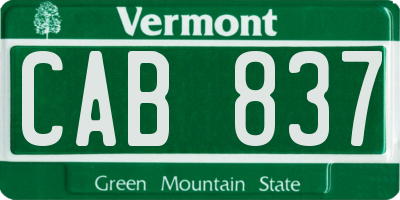 VT license plate CAB837