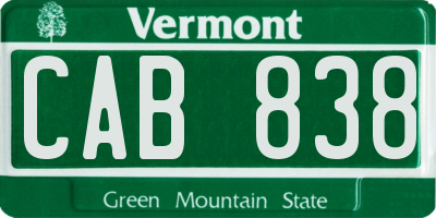 VT license plate CAB838
