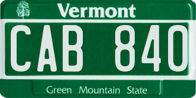 VT license plate CAB840
