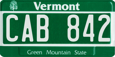VT license plate CAB842