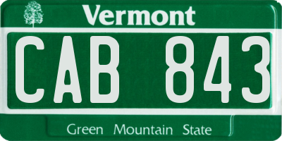 VT license plate CAB843