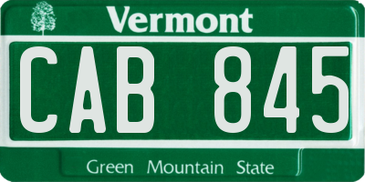 VT license plate CAB845