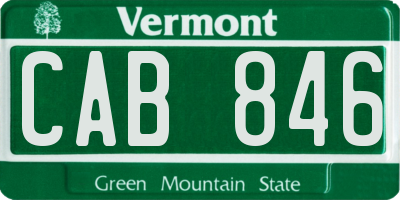 VT license plate CAB846