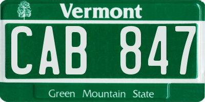 VT license plate CAB847