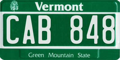 VT license plate CAB848