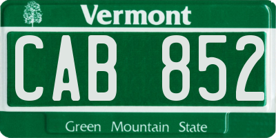 VT license plate CAB852