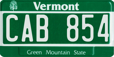VT license plate CAB854