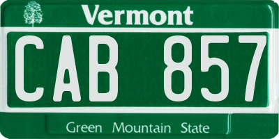 VT license plate CAB857
